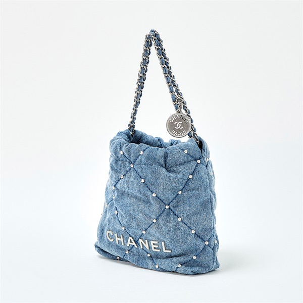 CHANEL シャネル22 ミニ 2021年以降 ハンドバッグ ブルー シルバー
