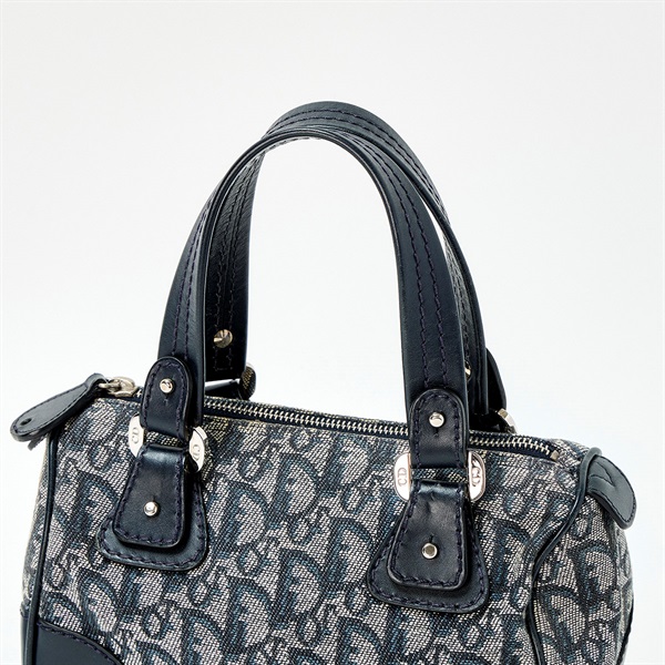 Christian Dior ミニボストン トロッター ミニ ハンドバッグ ネイビー