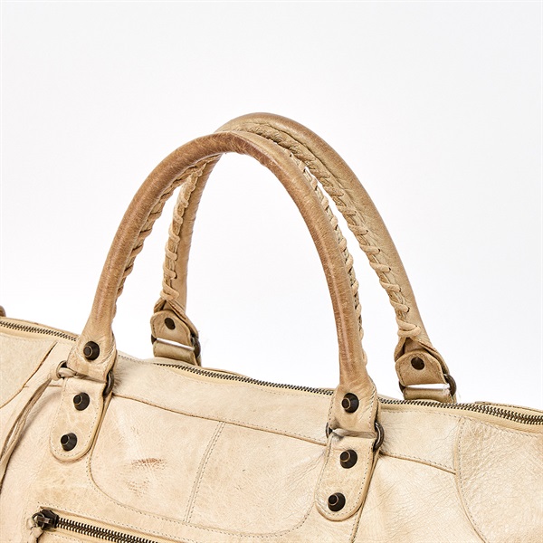 BALENCIAGA シティ ハンドバッグ ベージュ マットゴールド レザー