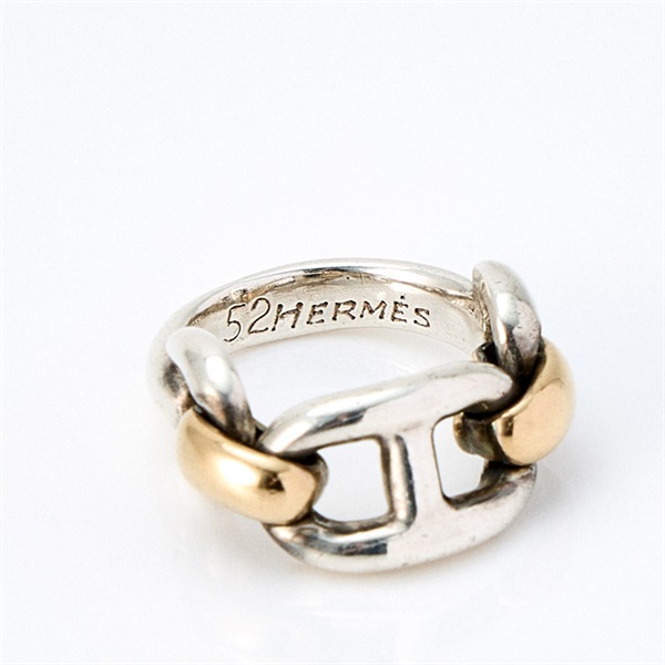 HERMES シェーヌダンクル コンビ リング 52 シルバー ゴールド 925