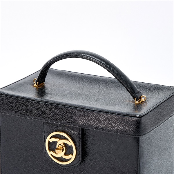CHANEL ココマーク 1992年頃 バニティバッグ ブラック マットシルバー