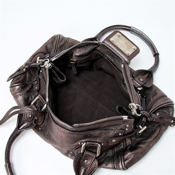 Chloe パディントン ミディアム ハンドバッグ メタリックグレー