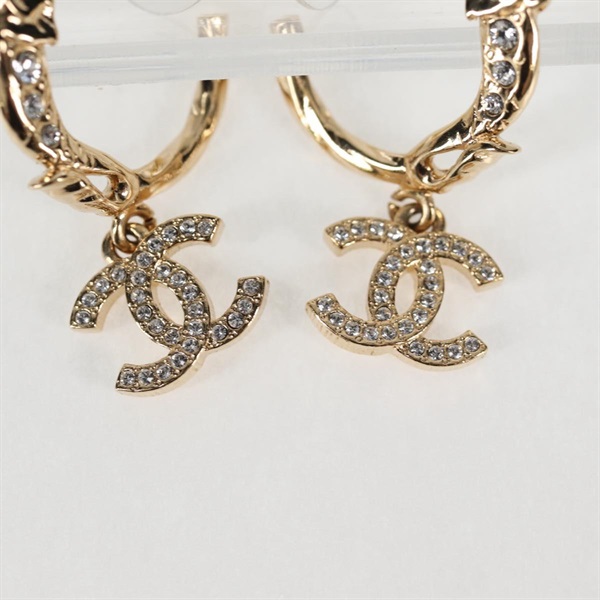 CHANEL ココマーク ピアス フィッシュラインストーン ゴールド GP