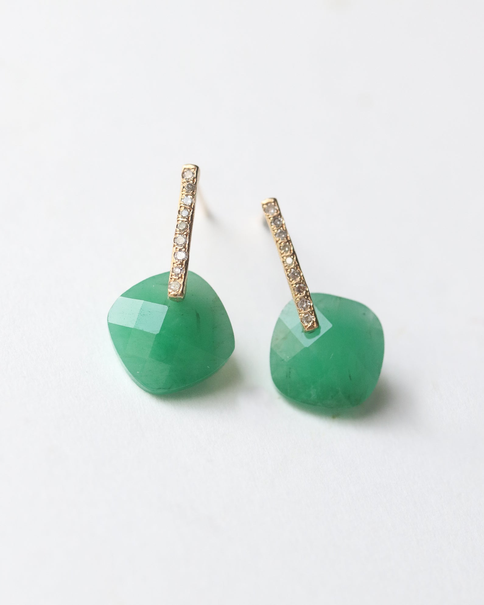 monaka jewelry フラットピアス グリーン エメラルド Flat Pierced
