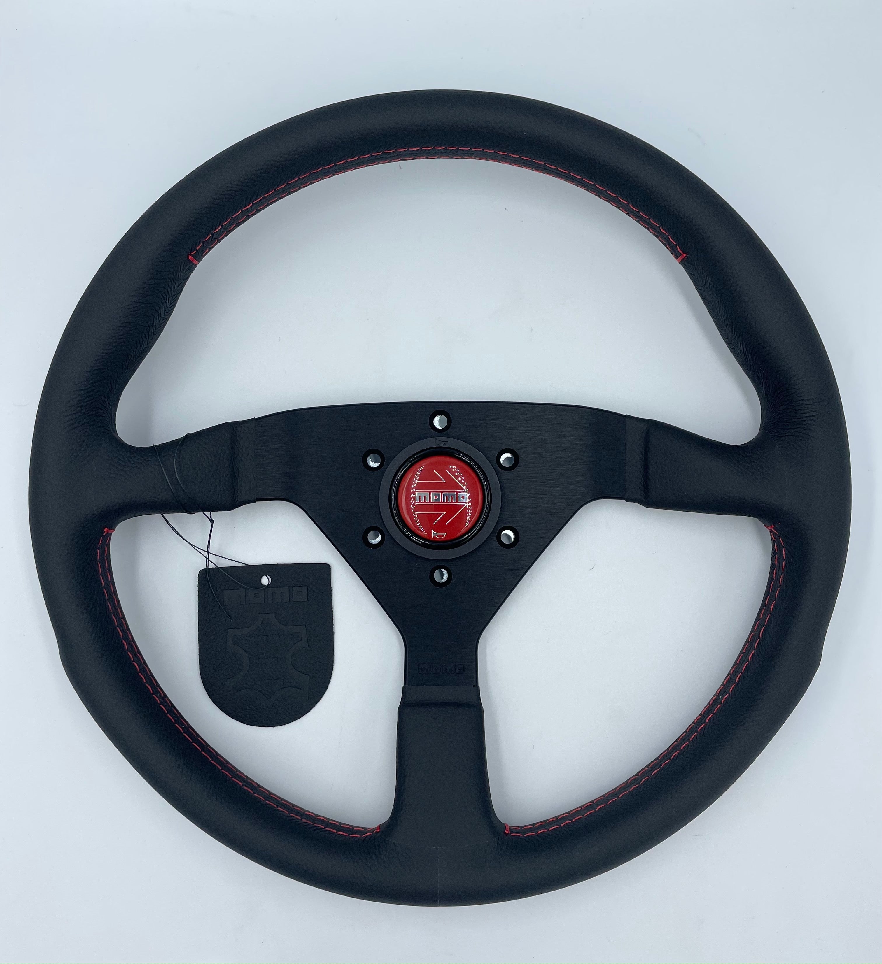 MOMO MONTECALO STEERING WHEEL: 350mm RED STITCH – Monrovia Alignment