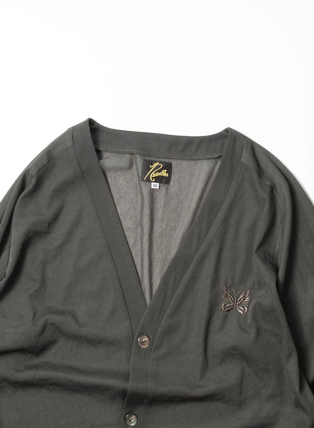 V NECK CARDIGAN-POLY TRICOT CHIFFON|Vネックカーディガン ポリ