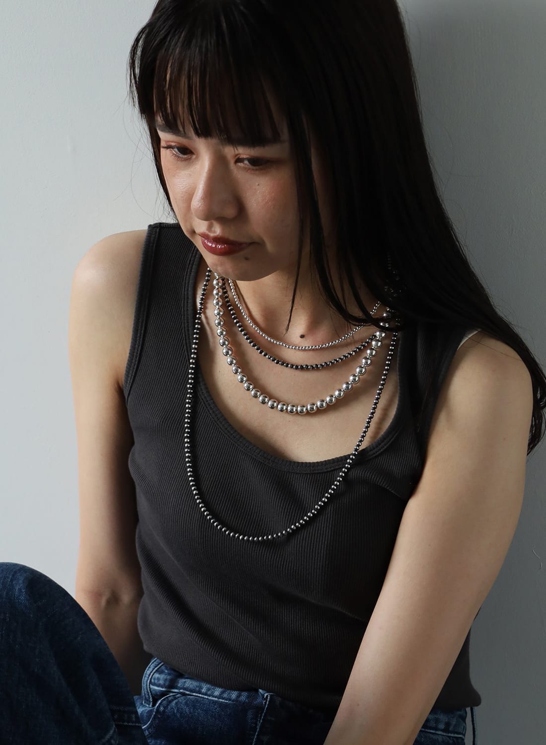 NAVAJO PEARL SILVER NECKLACE 4MM(ナバホパール シルバーネックレス