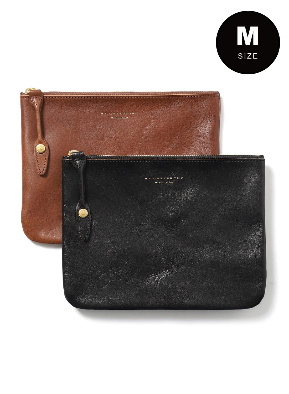 SQUARE ZIP AND SNAP POUCH -LEATHER-|スクウェアジップ アンド