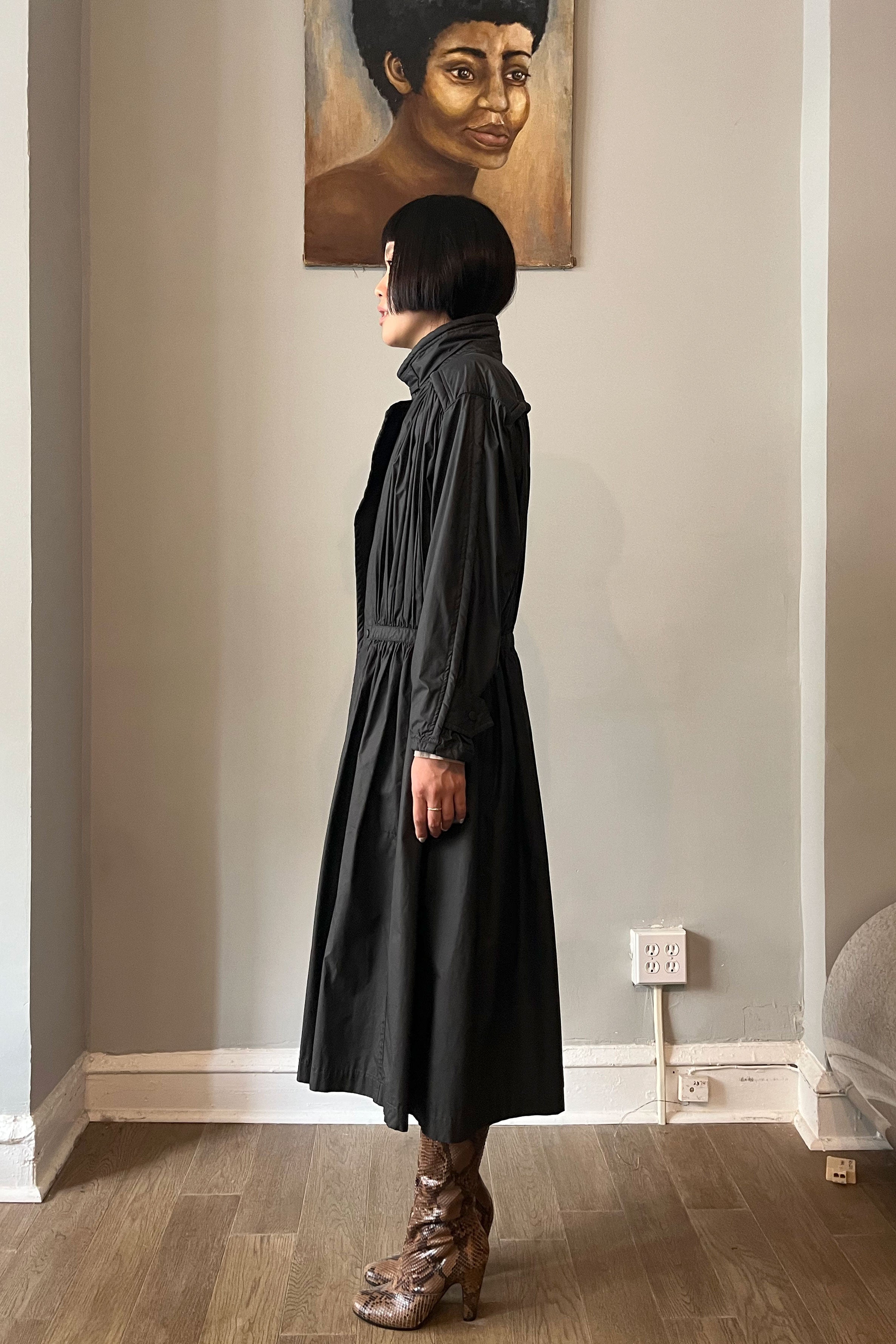 1970S Issey Miyake Black Nylon Blend Pleated Trench Coat – Moore