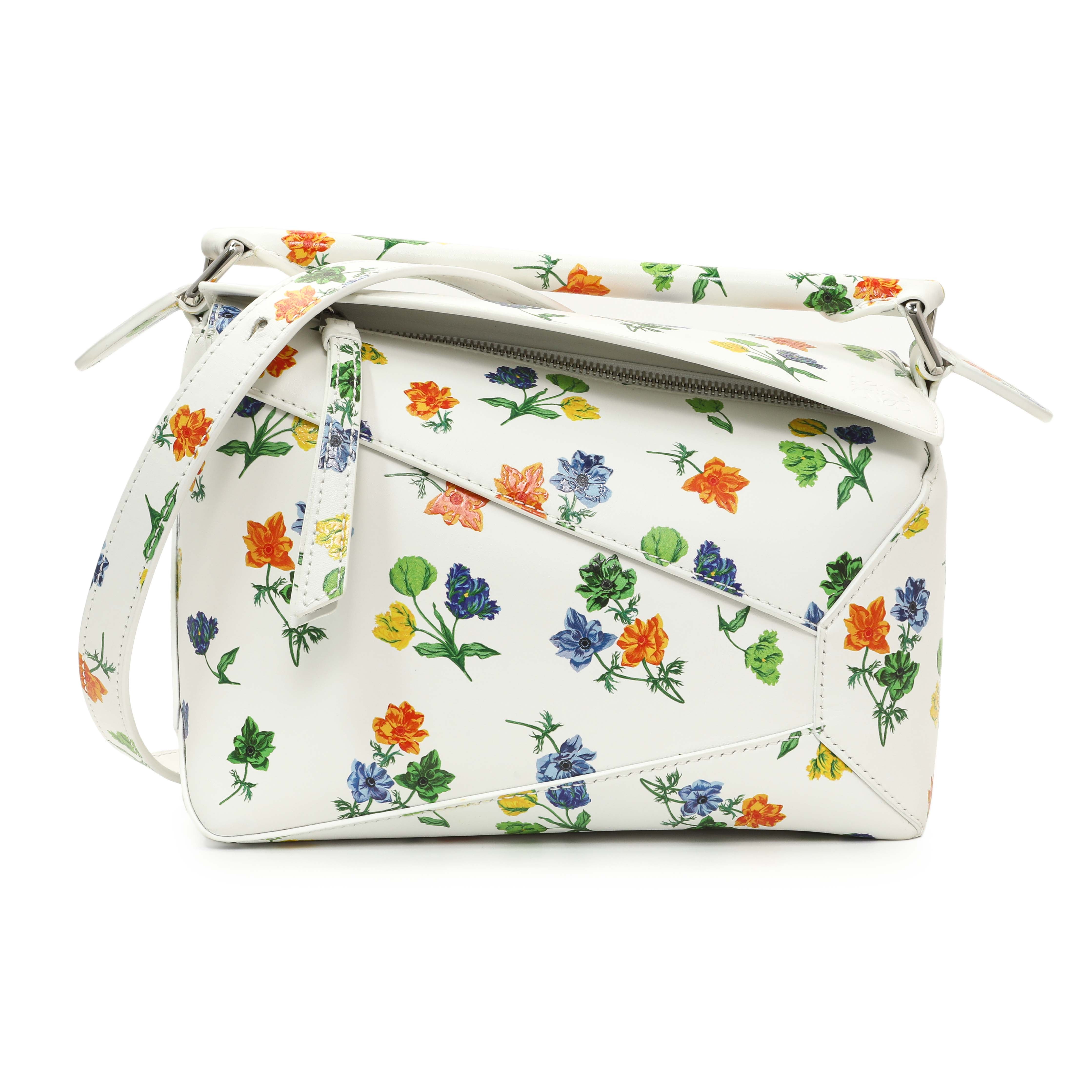 Loewe White Flower Print Calfskin Small Puzzle Edge Bag – Modaselle
