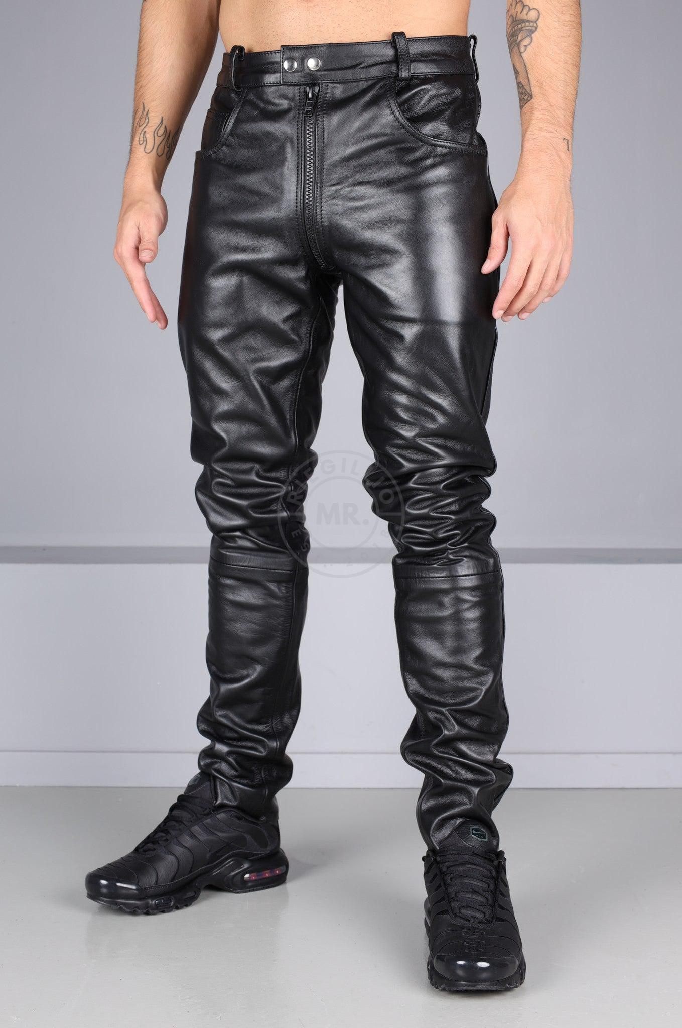 Berlin Black Leather 5 Pocket Pants - Thru Zip by MR. Riegillio