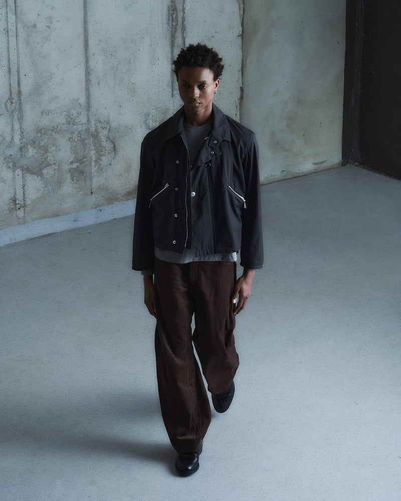 Omar Afridi / KNEE DARTED FLARE TROUSERS (SS25-TRS-104-03) Dark