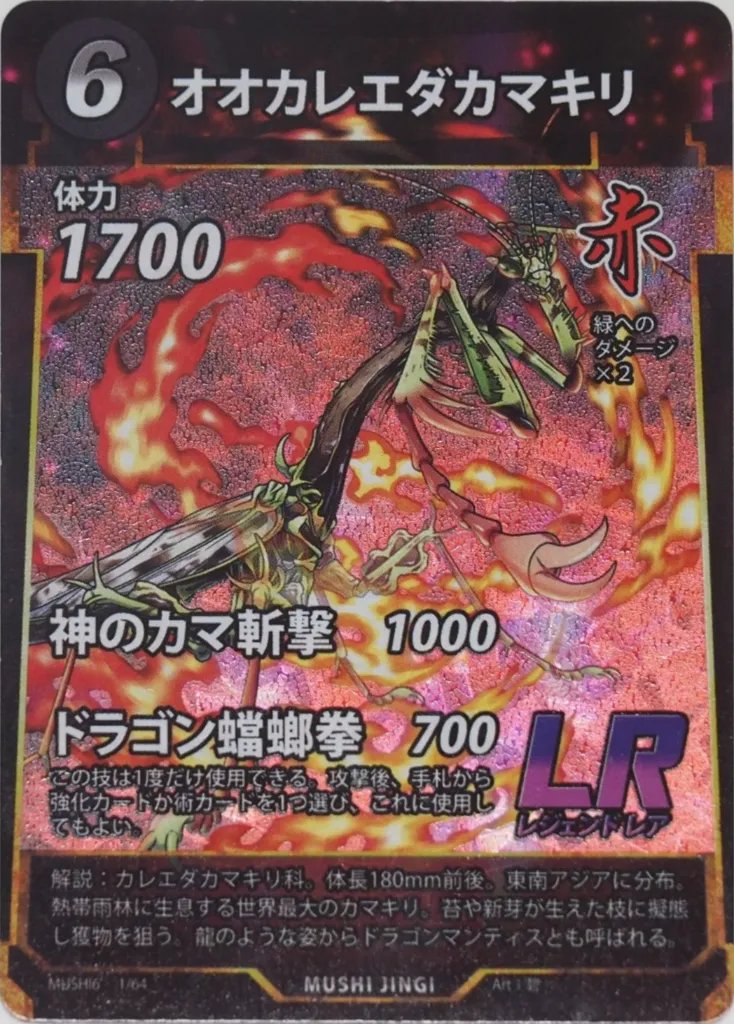 蟲神器】オオカレエダカマキリ(LR)の詳細【昆虫カード図鑑】