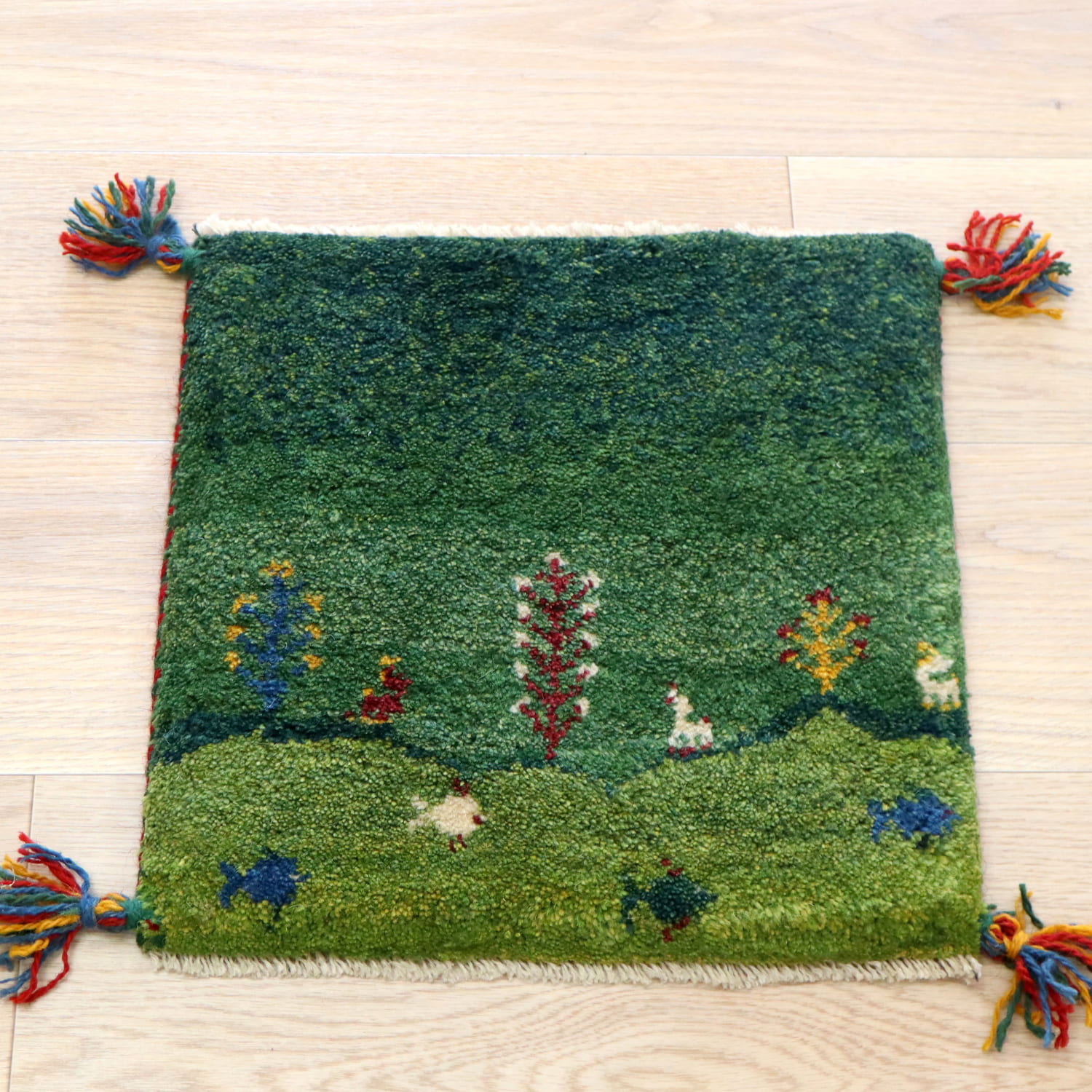 レア】 イラン ペルシャ ギャッベ 丸 円形 座布団 手織り ペア