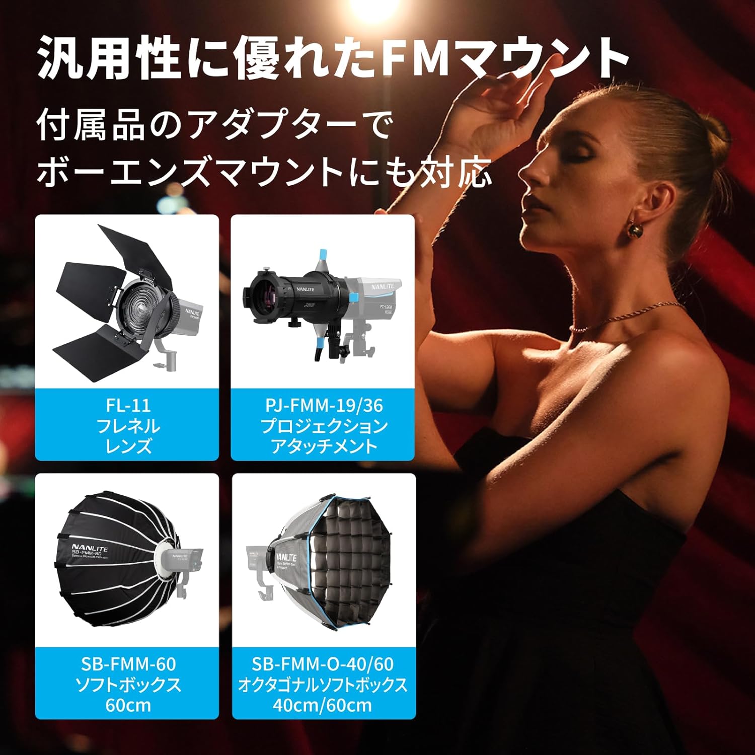 NANLITE FS-60B 撮影用LEDライト スポットライト 70W 2700-6500K