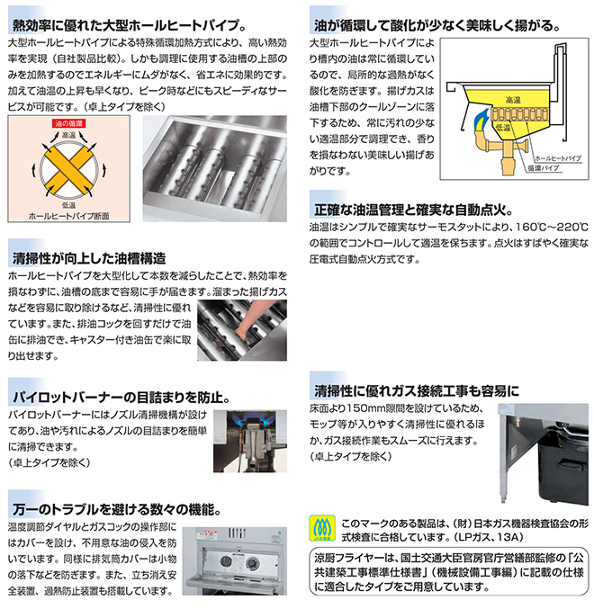 送料無料 業務用フライヤー マルゼン 涼厨ガスフライヤー 1槽型 MGF-C18K