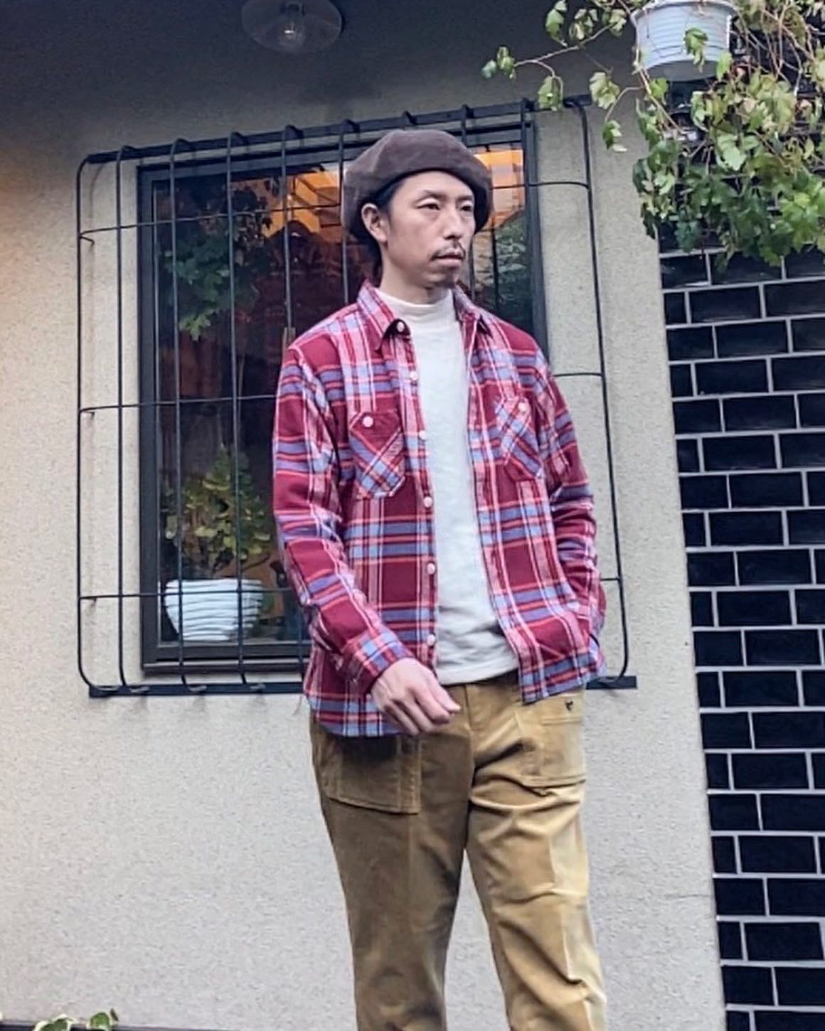 SUGAR CANE - TWILL CHECK L/S WORK SHIRT / ヘビーネルワークシャツ