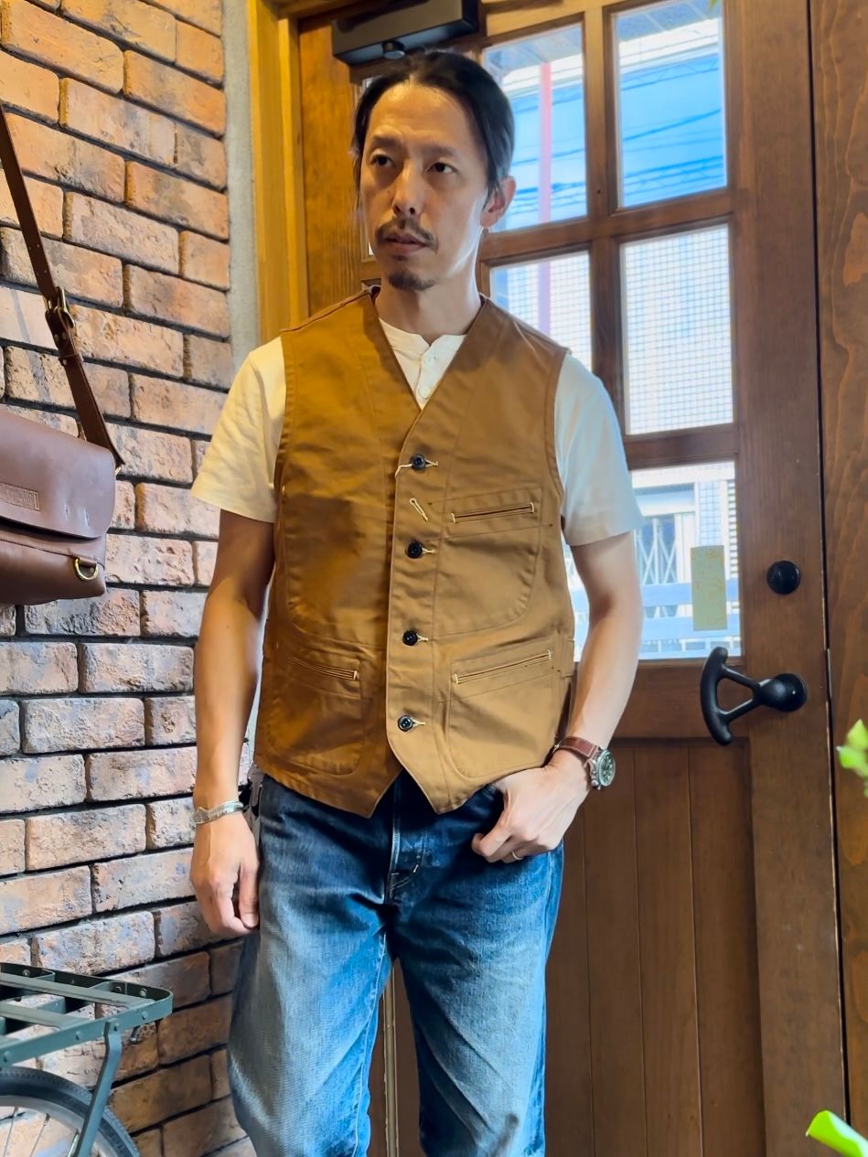 SUGAR CANE - SC14375 / 13oz. BROWN DUCK WORK VEST 13oz / ブラウン