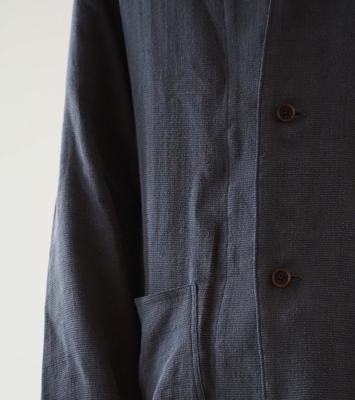 MAATEE＆SONS Shirt Jacket Linen Silk Double weave, Chacoal – Navyblue