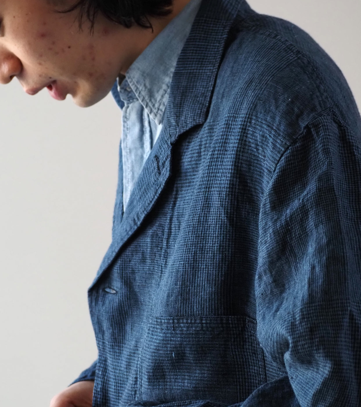 Orslow ショップ コート , Indigo Check – Navyblue