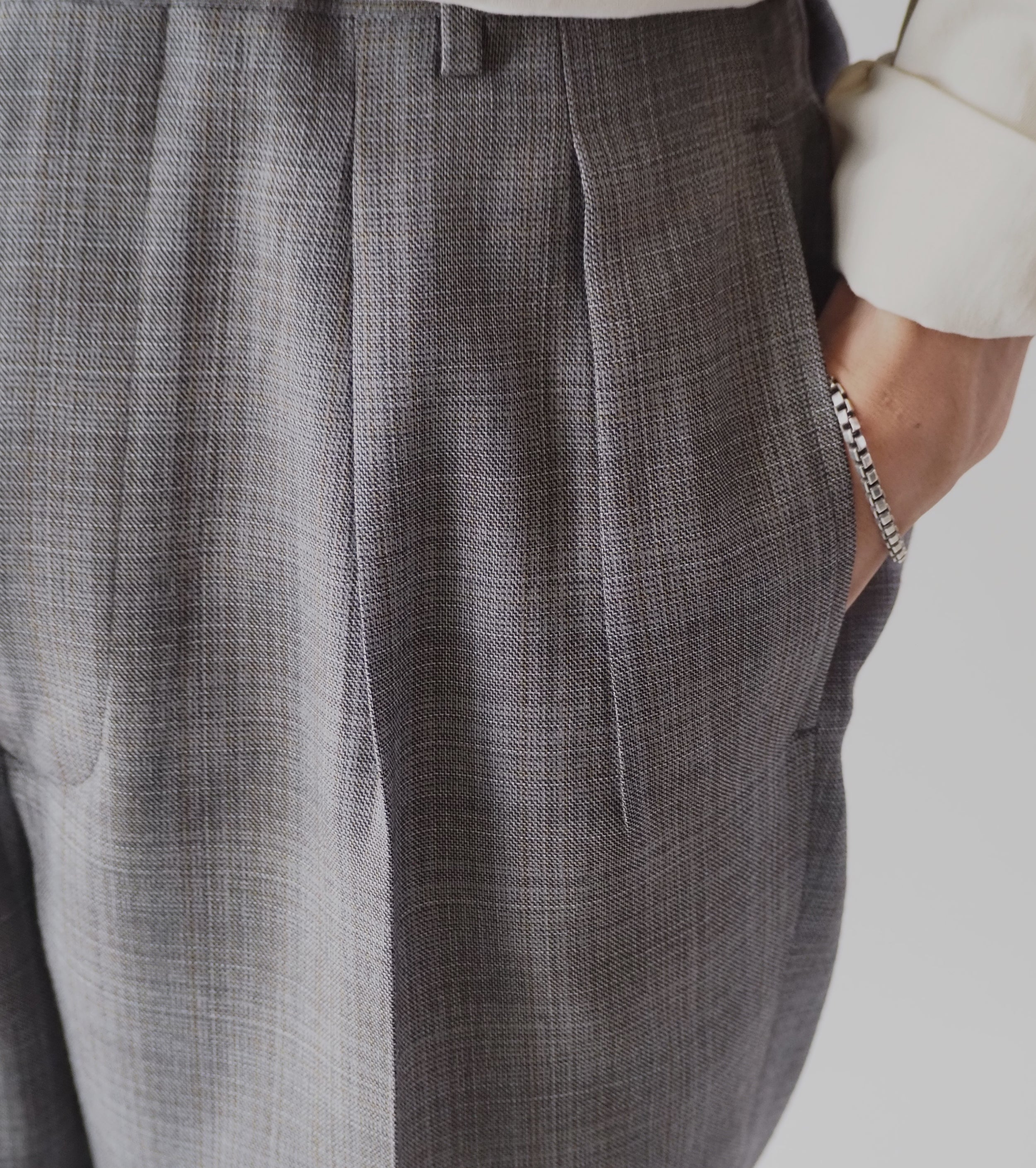 MAATEE＆SONS 永遠スラックス マット チェック , Gray – Navyblue