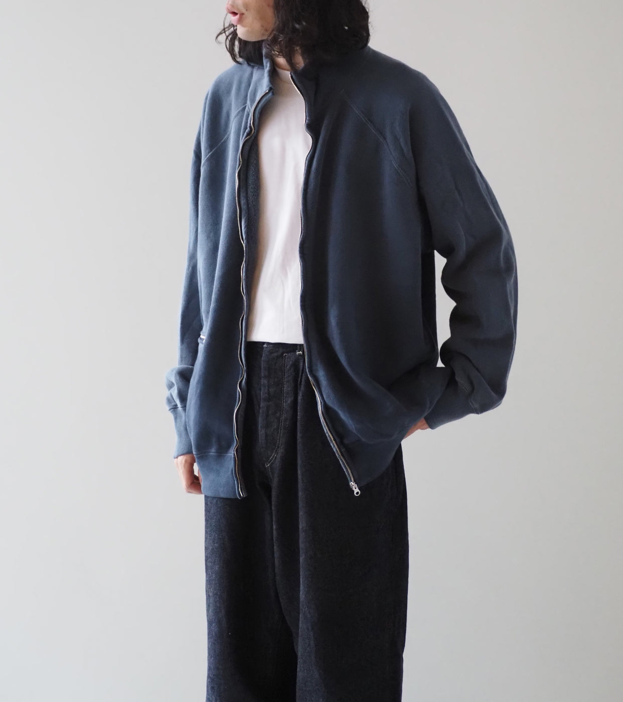 MAATEE＆SONS ヴィンテージ ジップ スウェット , Bottle – Navyblue