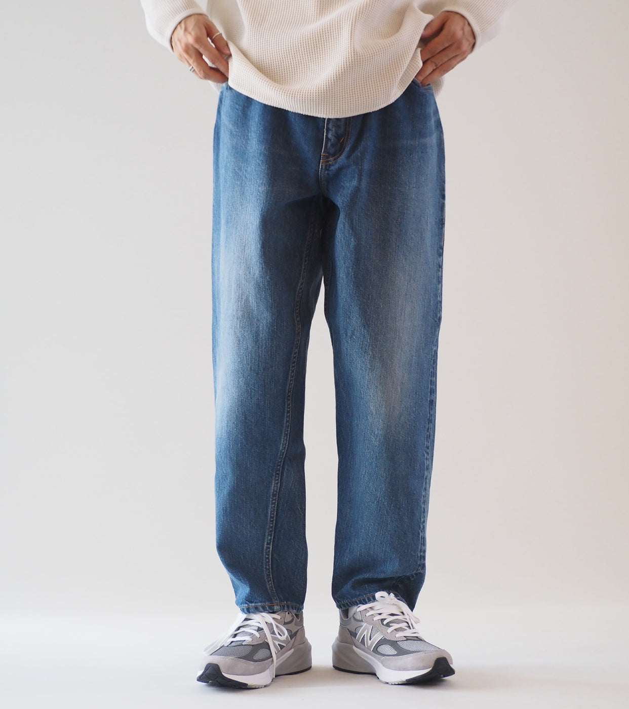 CIOTA Wide Tapered 5 Pocket Pants, Medium Dark Blue(Damage) – Navyblue