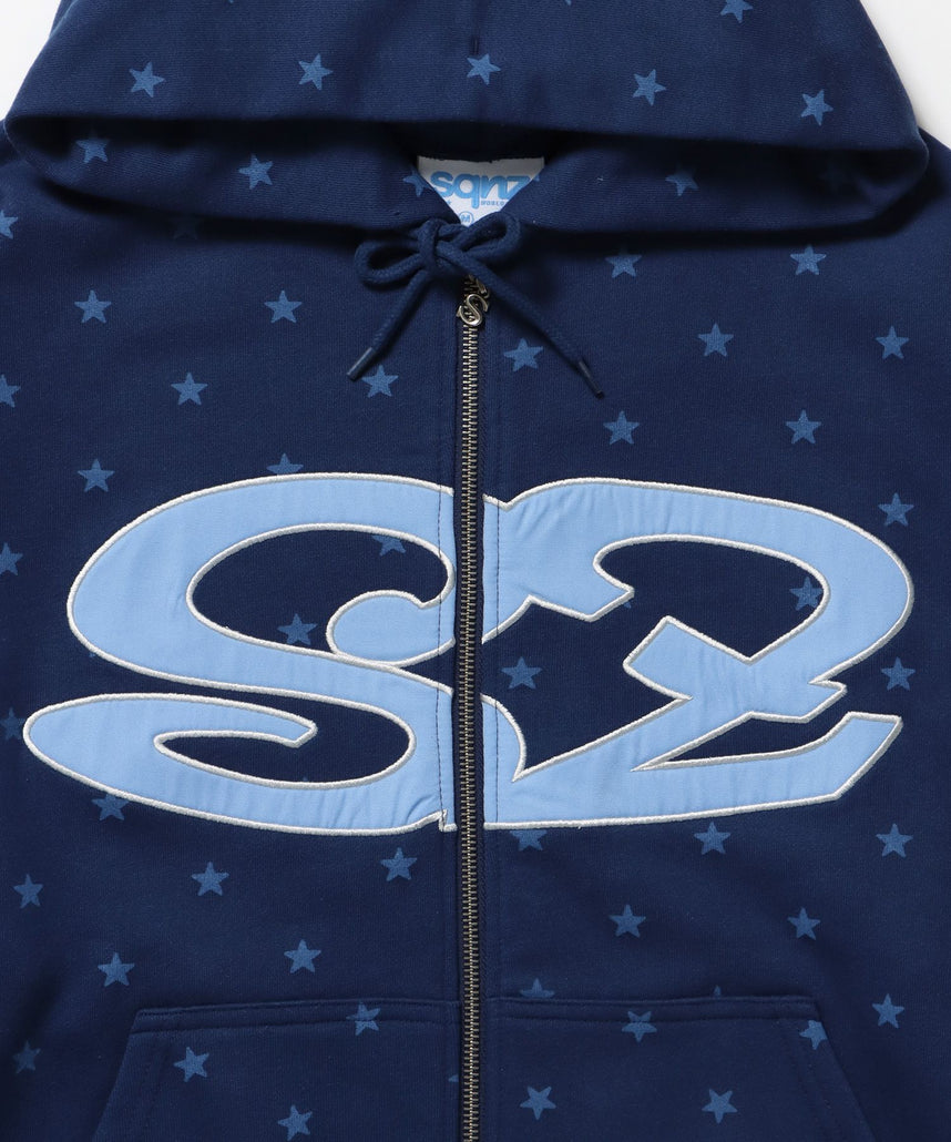 sqnz（エスキュンズ）】sqnz logo applique zip p/k / 裏毛 ダブル
