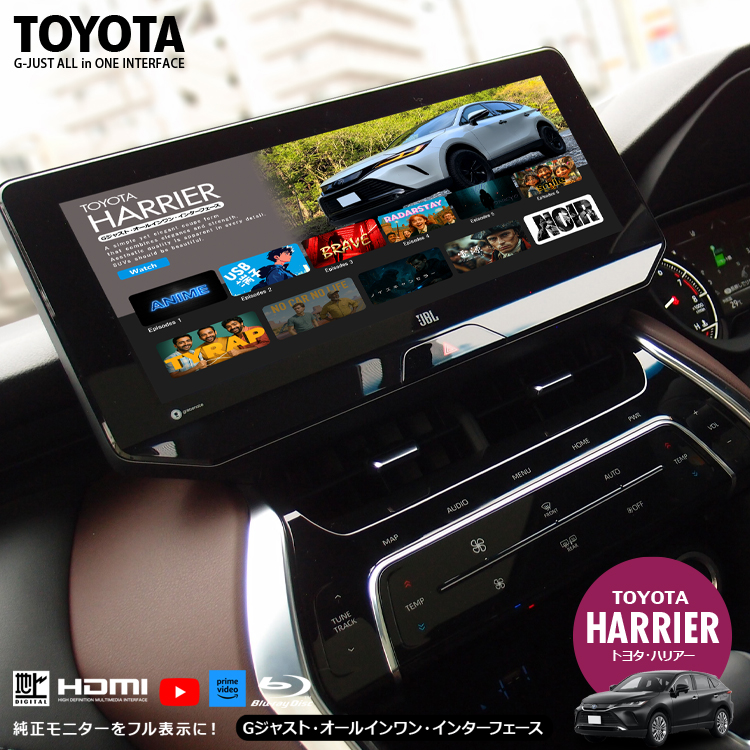 ナビ男くん｜80ハリアー用Gジャスト。全画面TVキャンセラー。HDMI新設。
