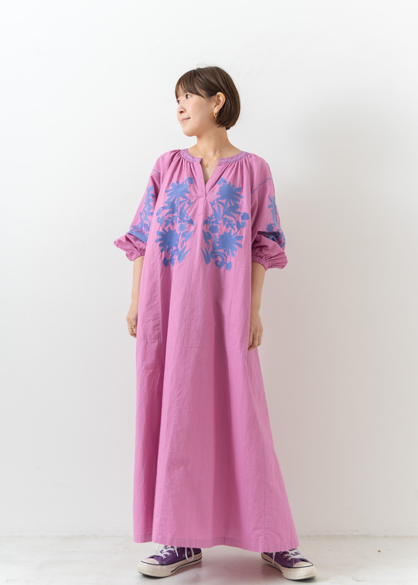 Cotton Linen Big Flower Embroidery Dress | Pasand by ne Quittez