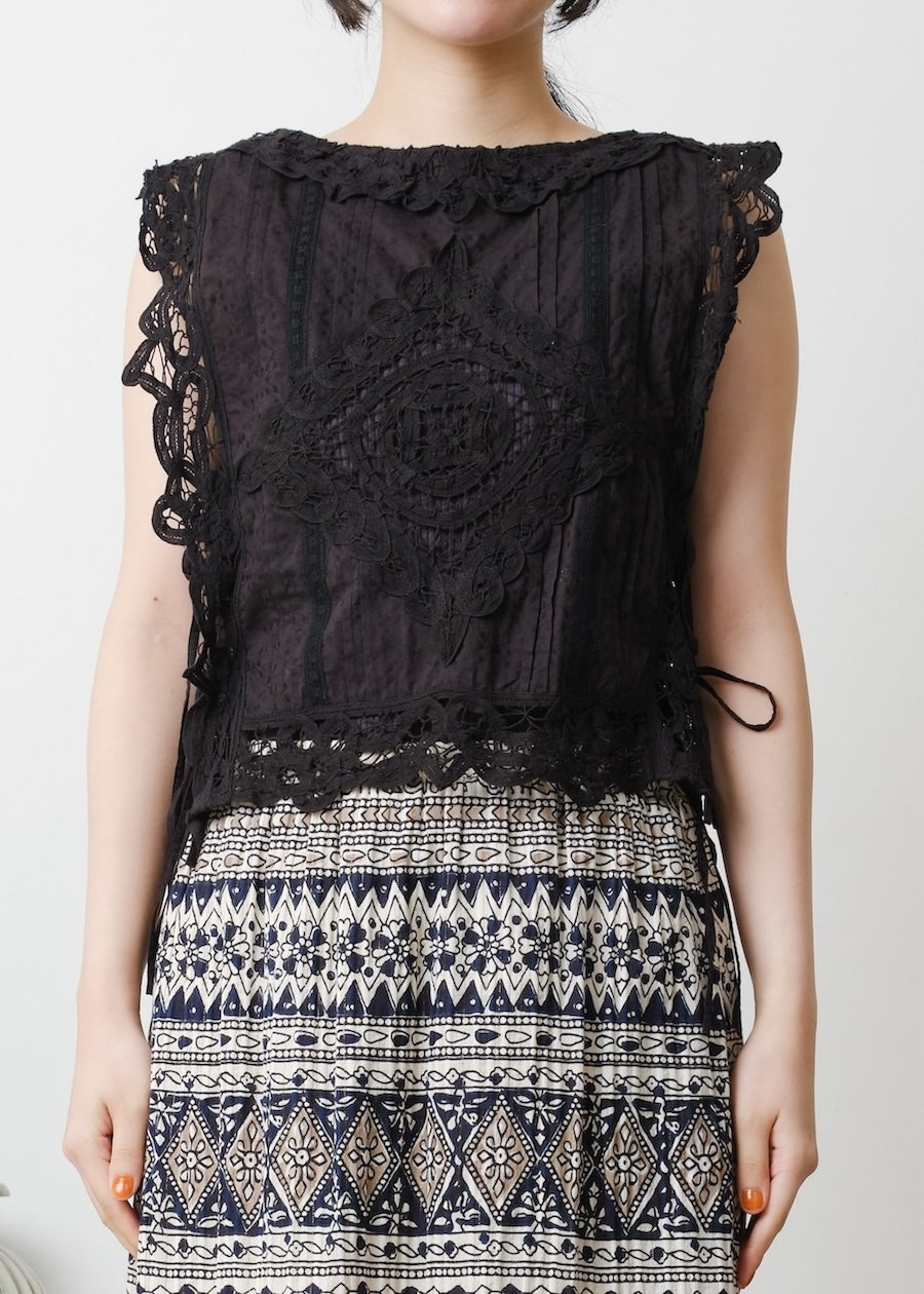 Cotton Batten Lace Ribbon Top | Pasand by ne Quittez pas | パサン