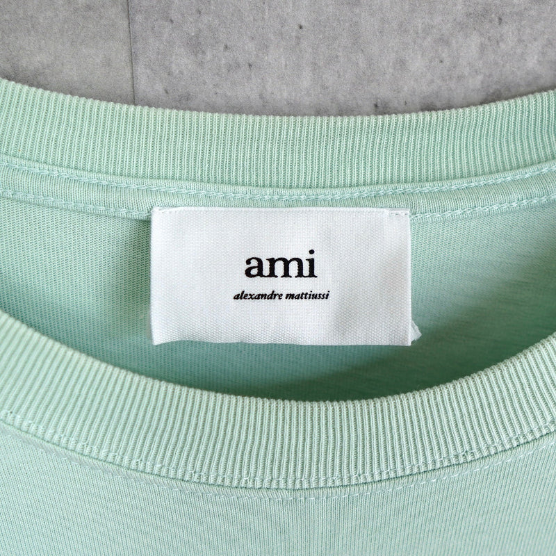 アミ パリス アミパリ ハートロゴ刺繍 Tシャツ ロゴ刺繍 ミント