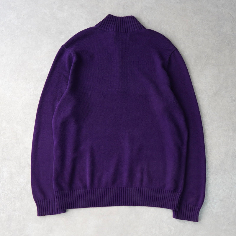 ポロ ラルフローレン ハーフジップ ニット ロゴ刺繍 パープル