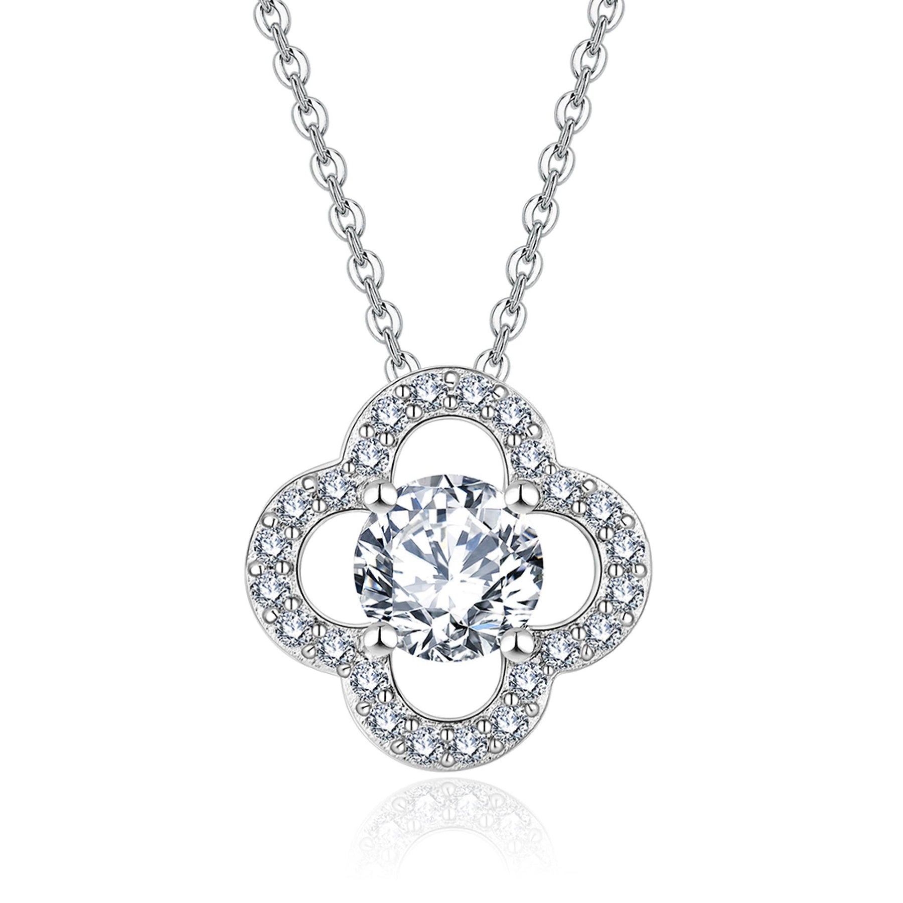 0.99ct モアサナイト フラワー ソリティア ネックレス シルバー925