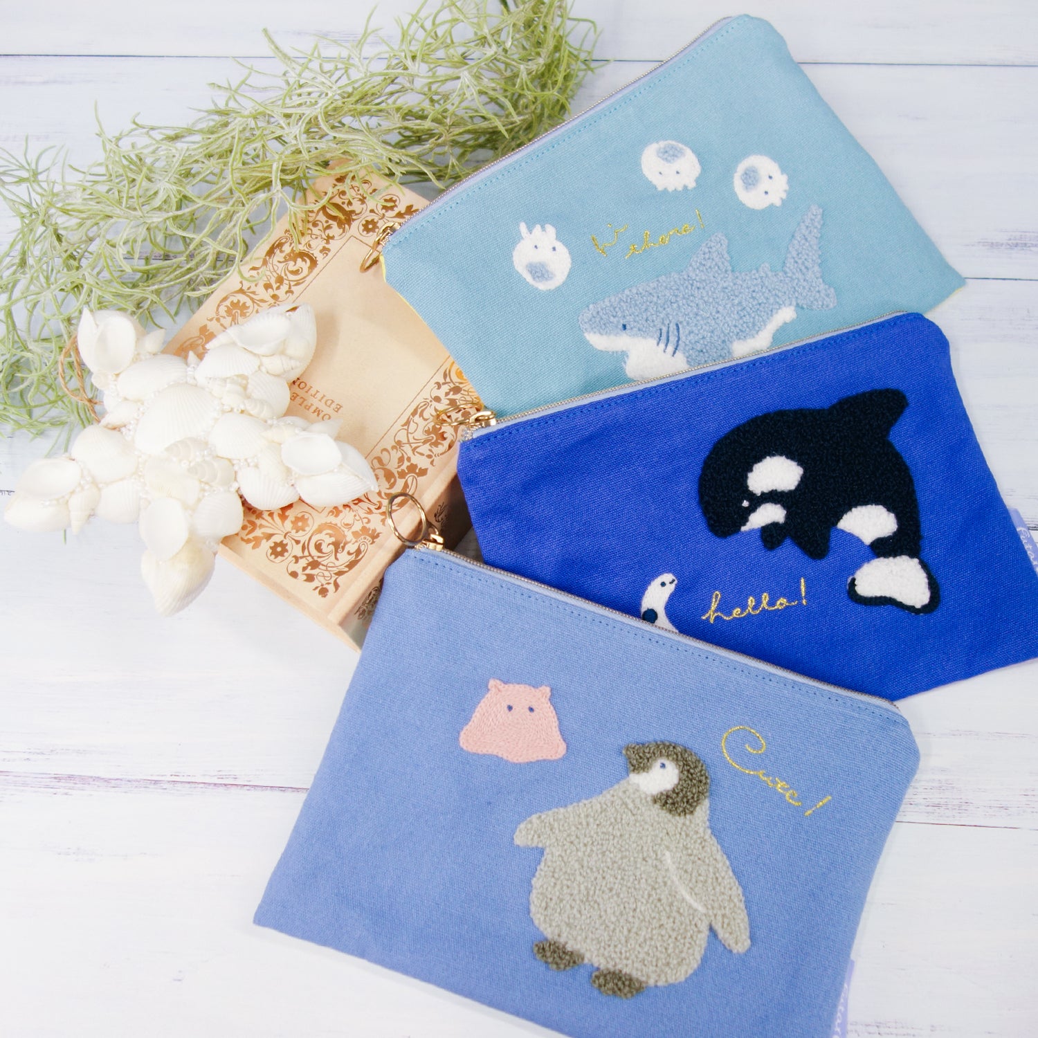 海の生き物】サガラ刺繍 ふたりポーチ 【全3種】 – nipopo