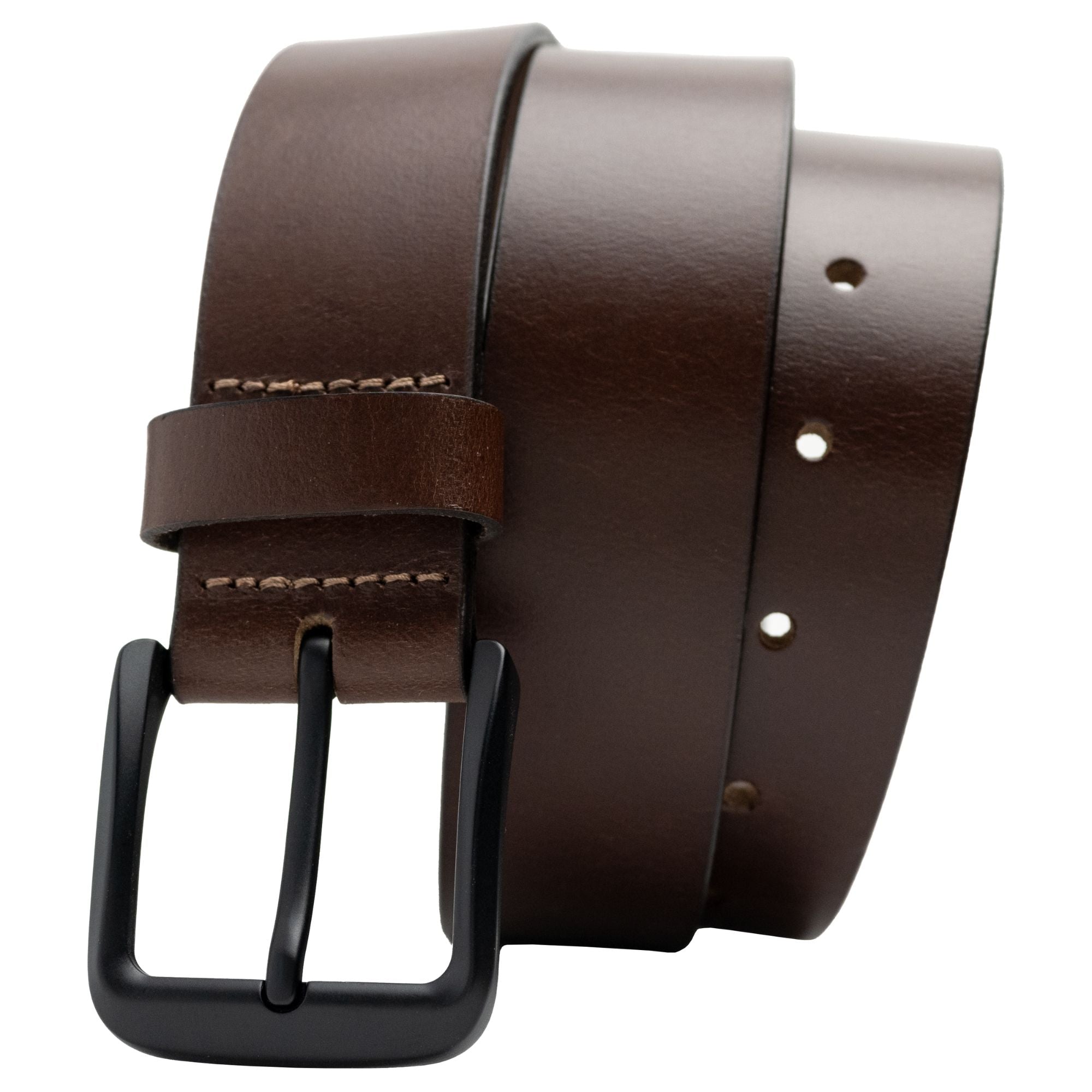 Black Buckle (Nickel Free) with Tawny Brown Leather Strap 1.5 inch