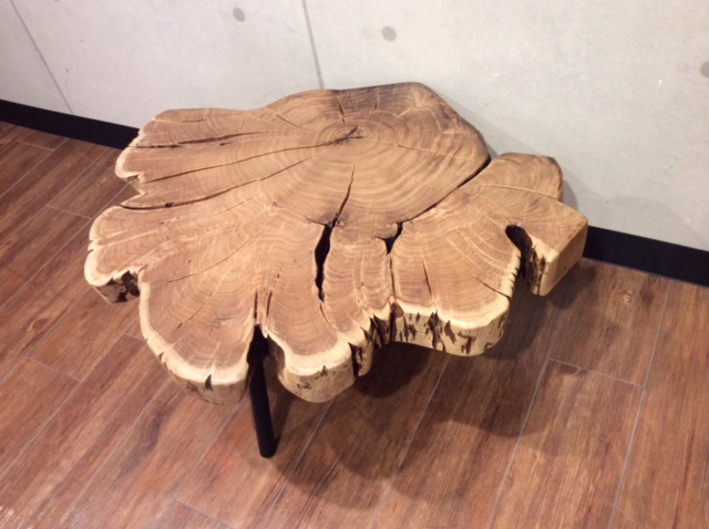 NOCE 80cm アカシア 一枚板 ローテーブル コーヒー カフェ 切株 天然