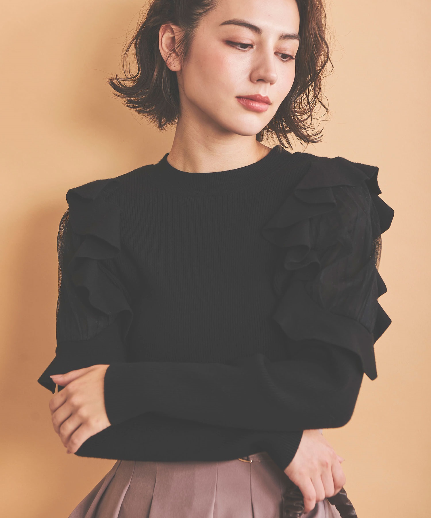 チュール切替フリルニット | ニット | NOELA OFFICIAL WEB STORE