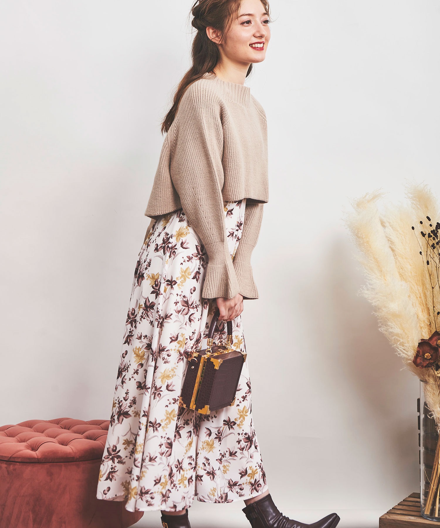 ニットレイヤード花柄ワンピ | ロングワンピース | NOELA OFFICIAL WEB