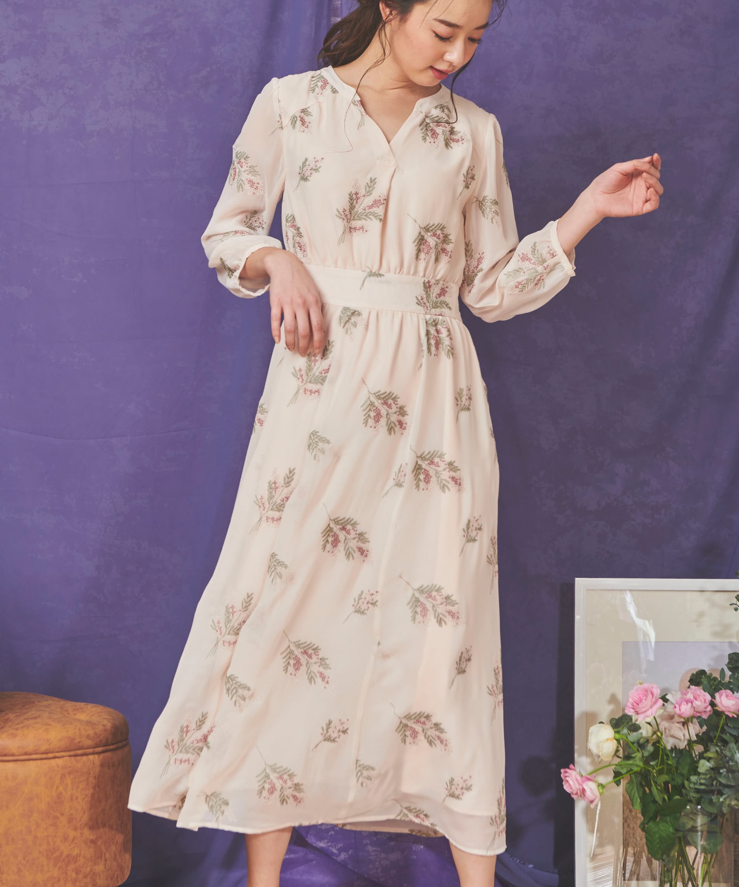 ミモザ刺繍ワンピース | ロングワンピース | NOELA OFFICIAL WEB STORE