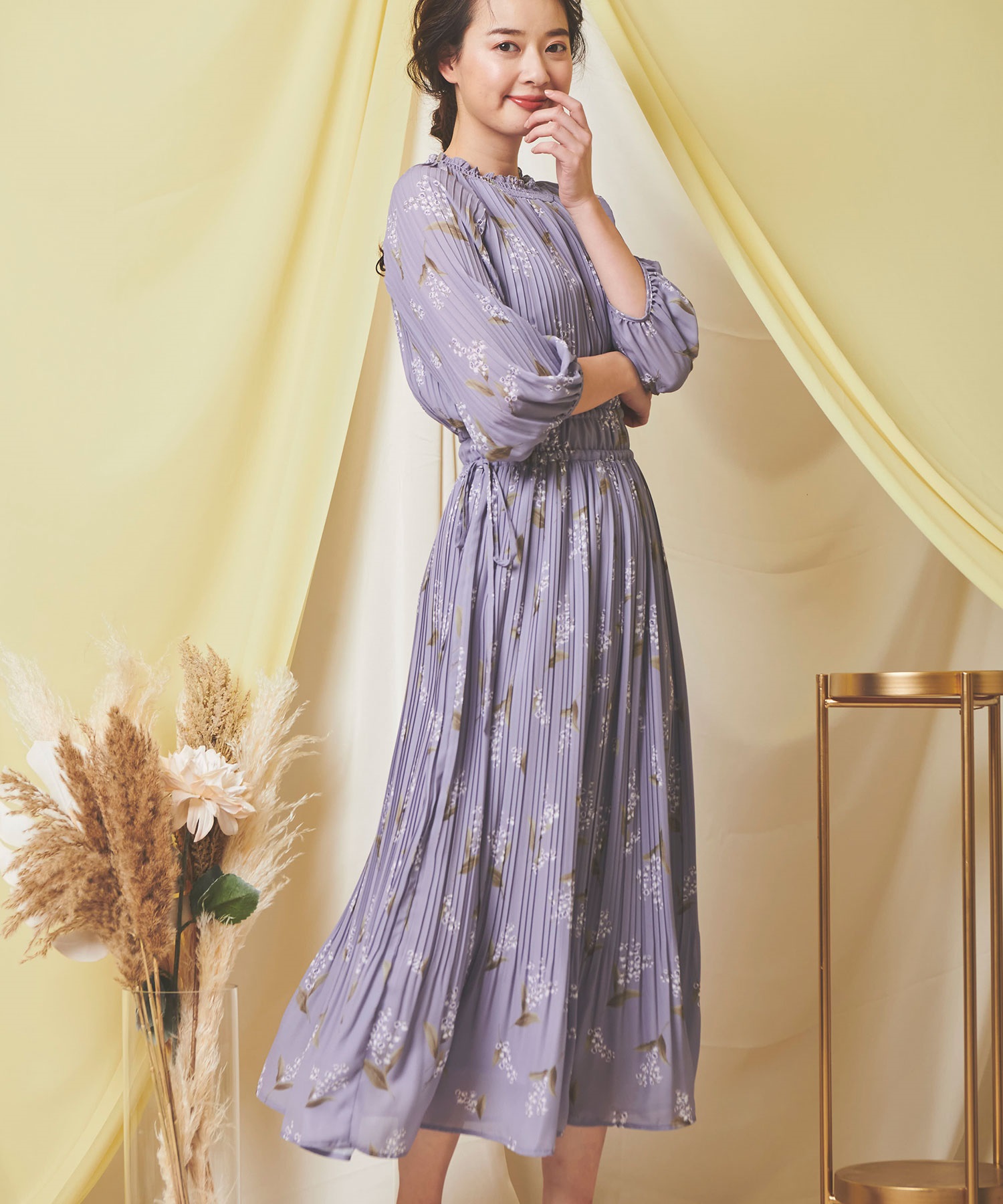 スズランプリントプリーツワンピース | ロングワンピース | NOELA