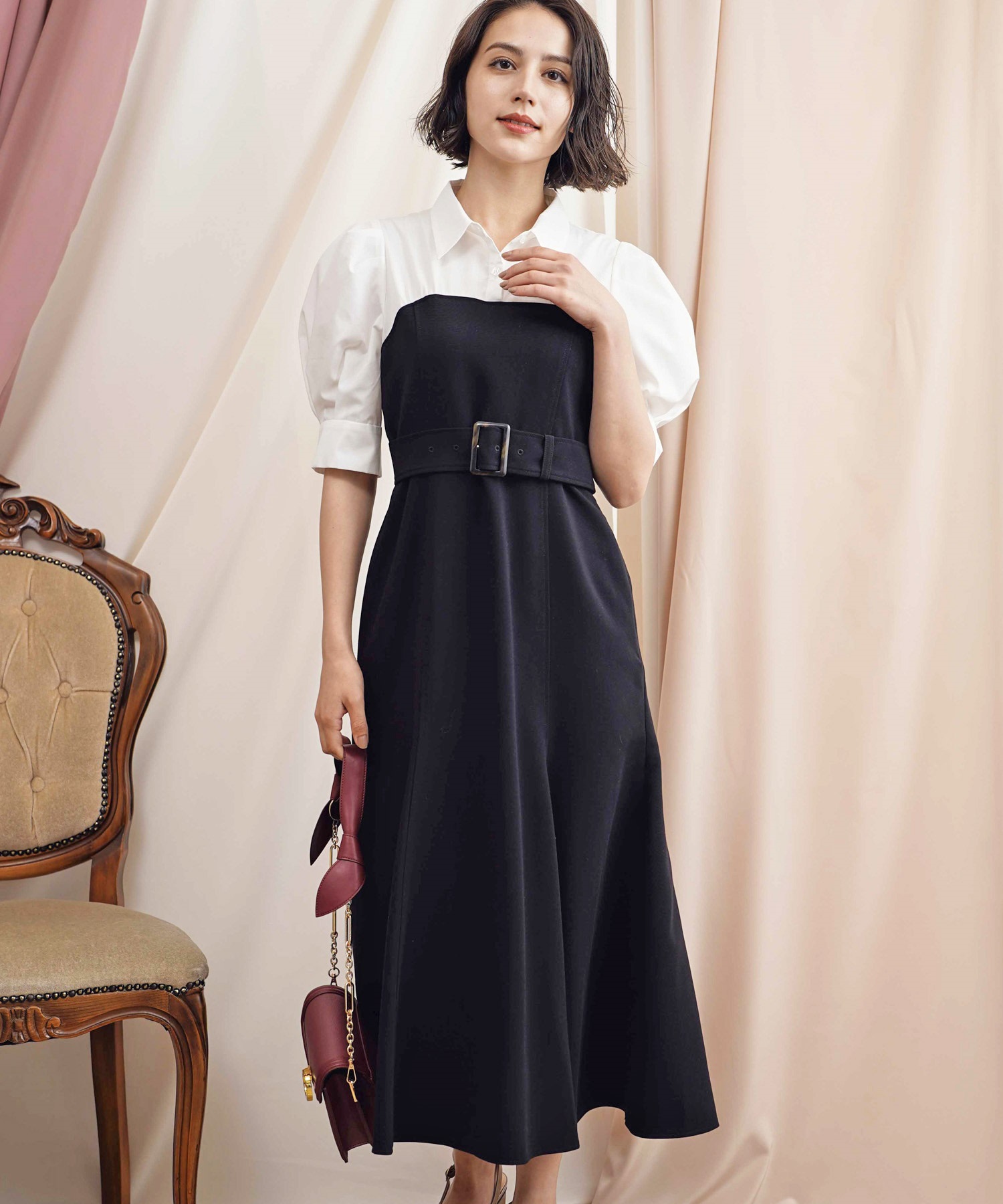 シャツドッキングビスチェワンピ | ロングワンピース | NOELA OFFICIAL