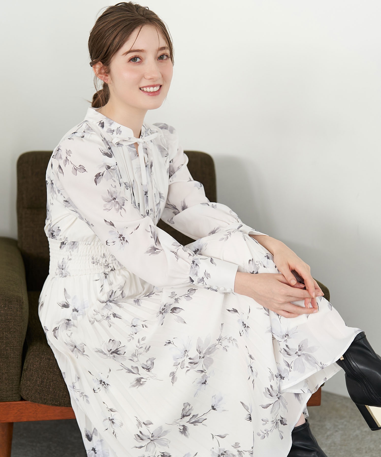 SSサイズあり】フラワープリーツワンピ | ロングワンピース | NOELA