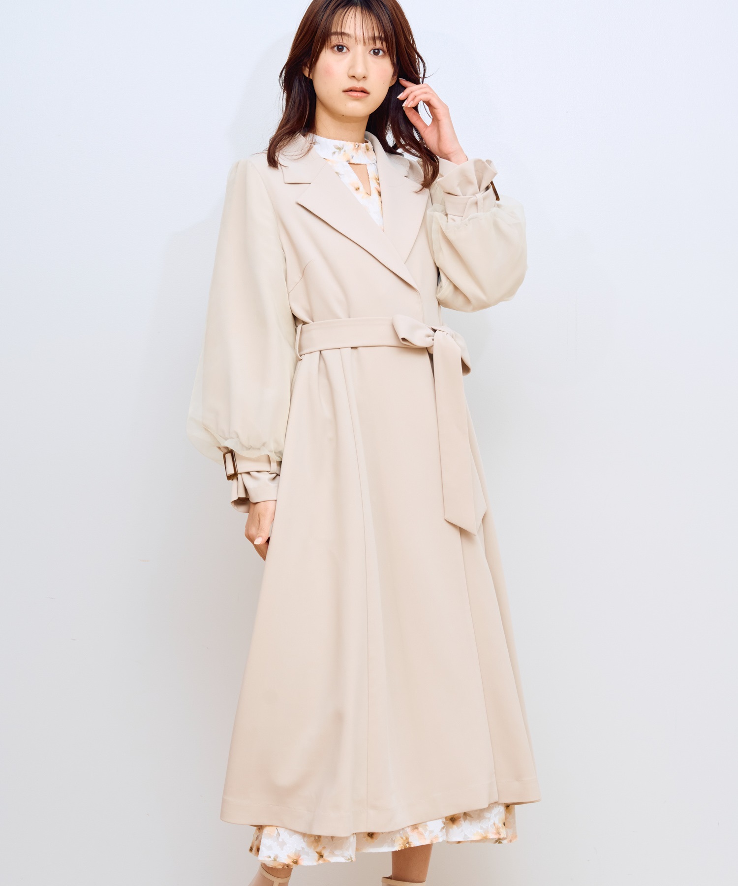 オーガンジースリーブスプリングコート | コート | NOELA OFFICIAL WEB
