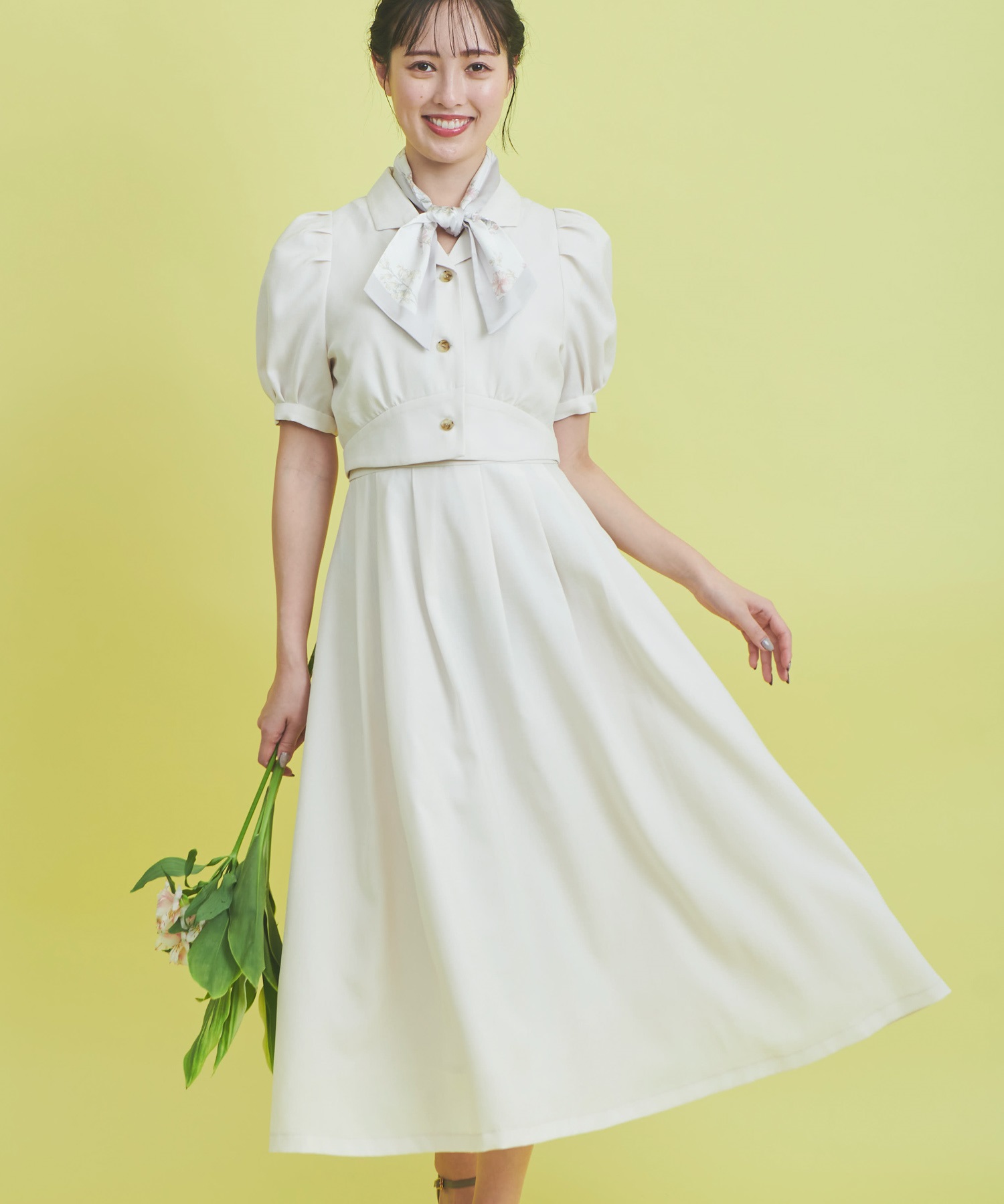 WEB限定カラーあり】スカーフ付ジャケットセットワンピース