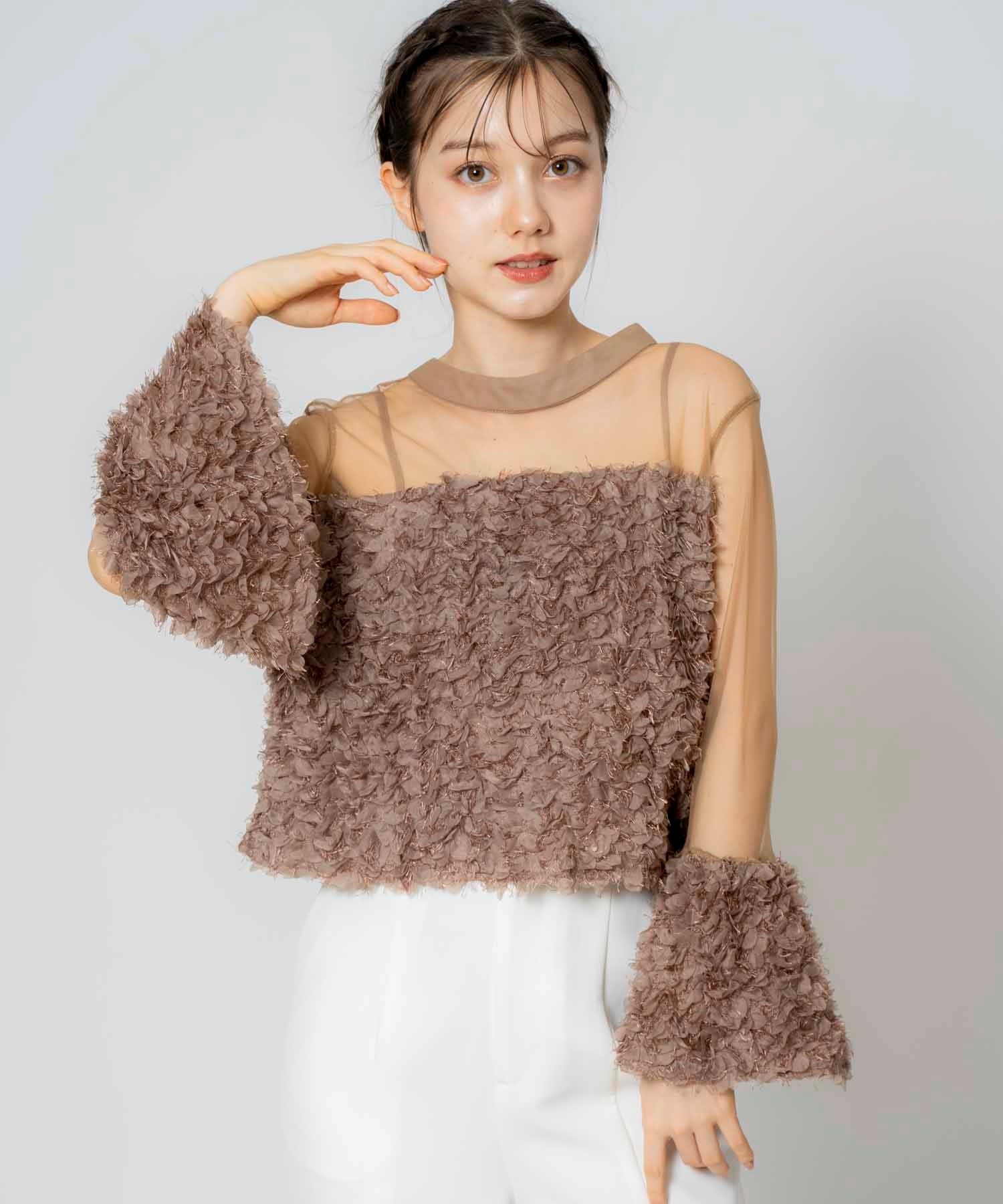 チュールスリーブフェザーブラウス | シャツ・ブラウス | NOELA