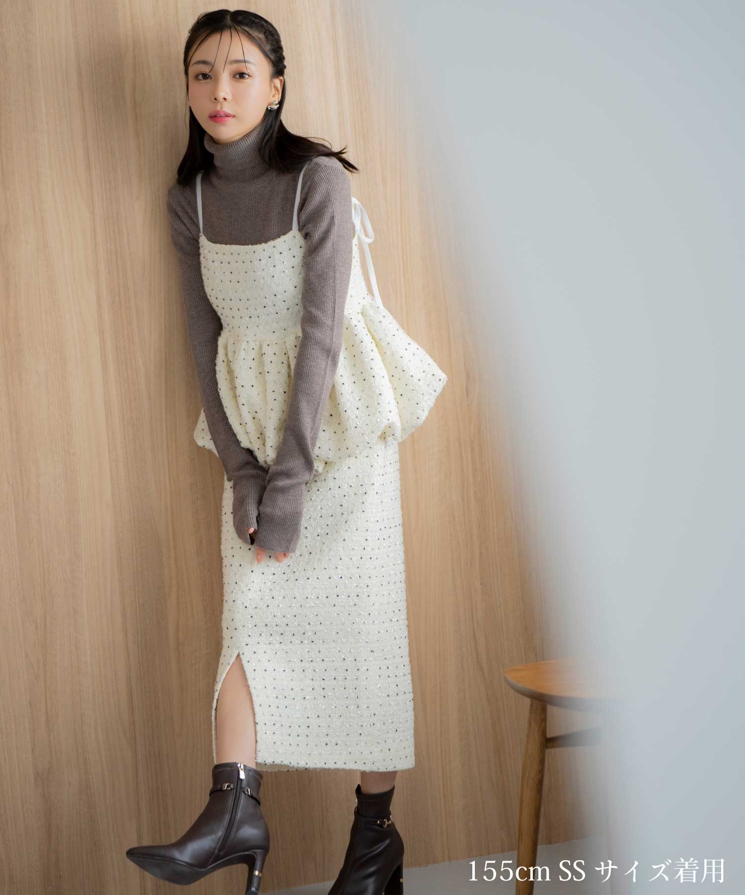 SSサイズあり】ドットツイードキャミ×スカートセット | セットアップ