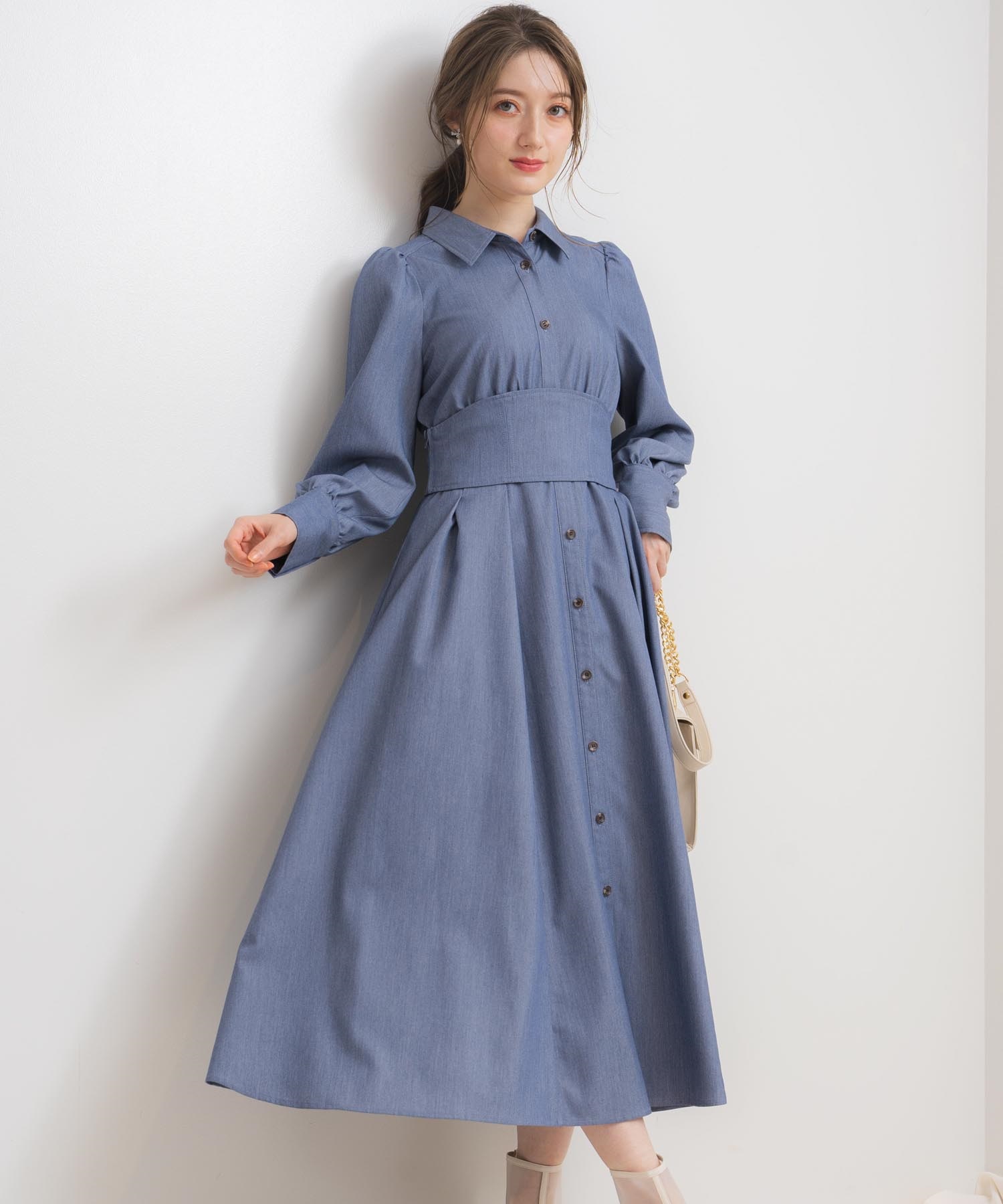 コルセットベルト付きワンピース | シャツワンピース | NOELA OFFICIAL