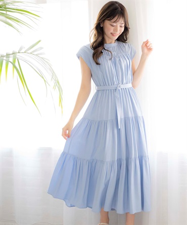 ママちゃんエムズグレイシー⭐︎水色ティアードワンピース ママちゃん