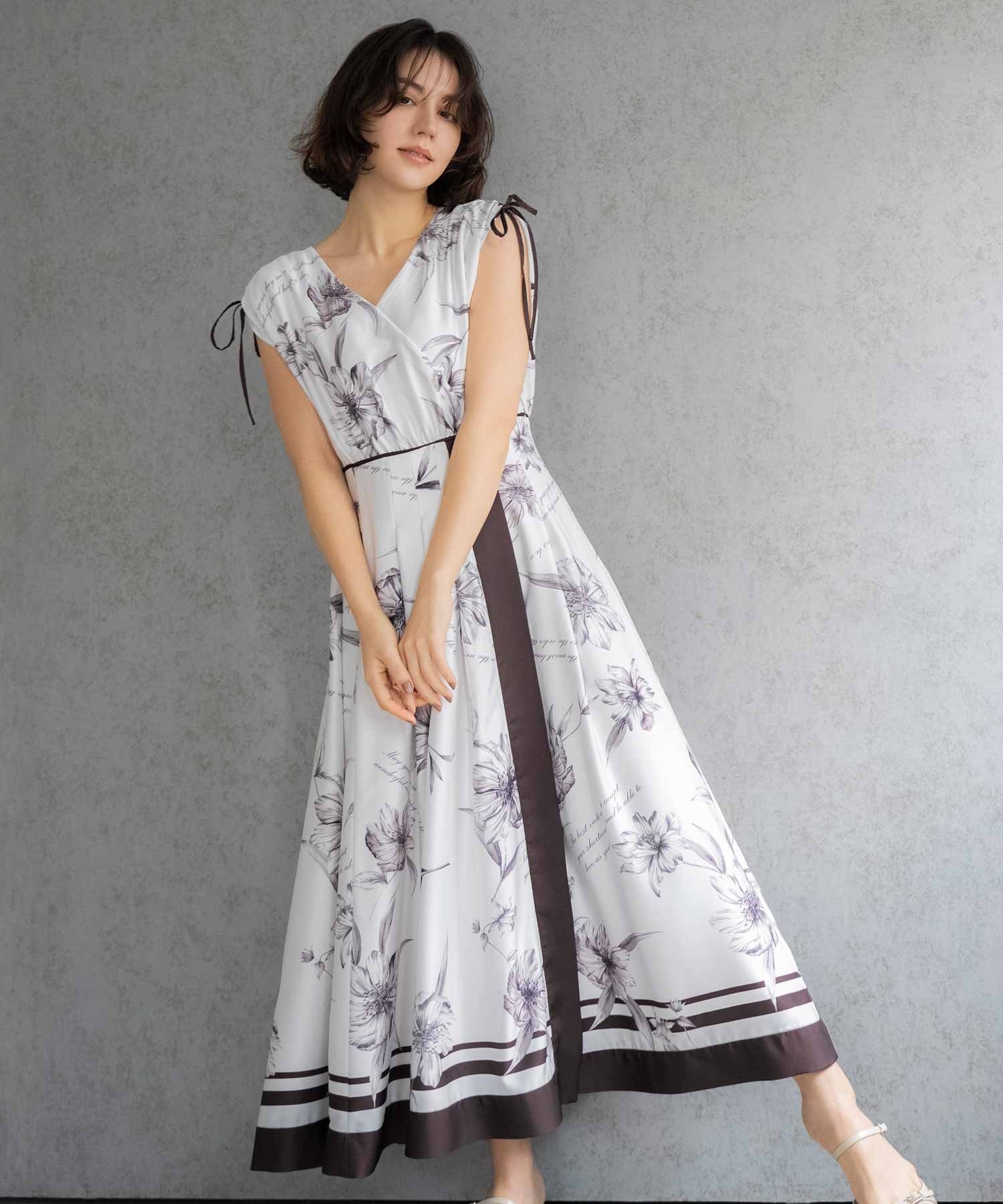 予約】【SSサイズあり】スカーフプリントワンピース | ロング